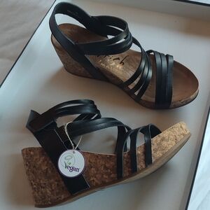 Black Blowfish Malibu Strappy Wedge Sandals Size 10 NWOT